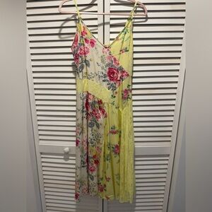 Anthropologie Yellow Floral Patchwork Slip Midi Dress